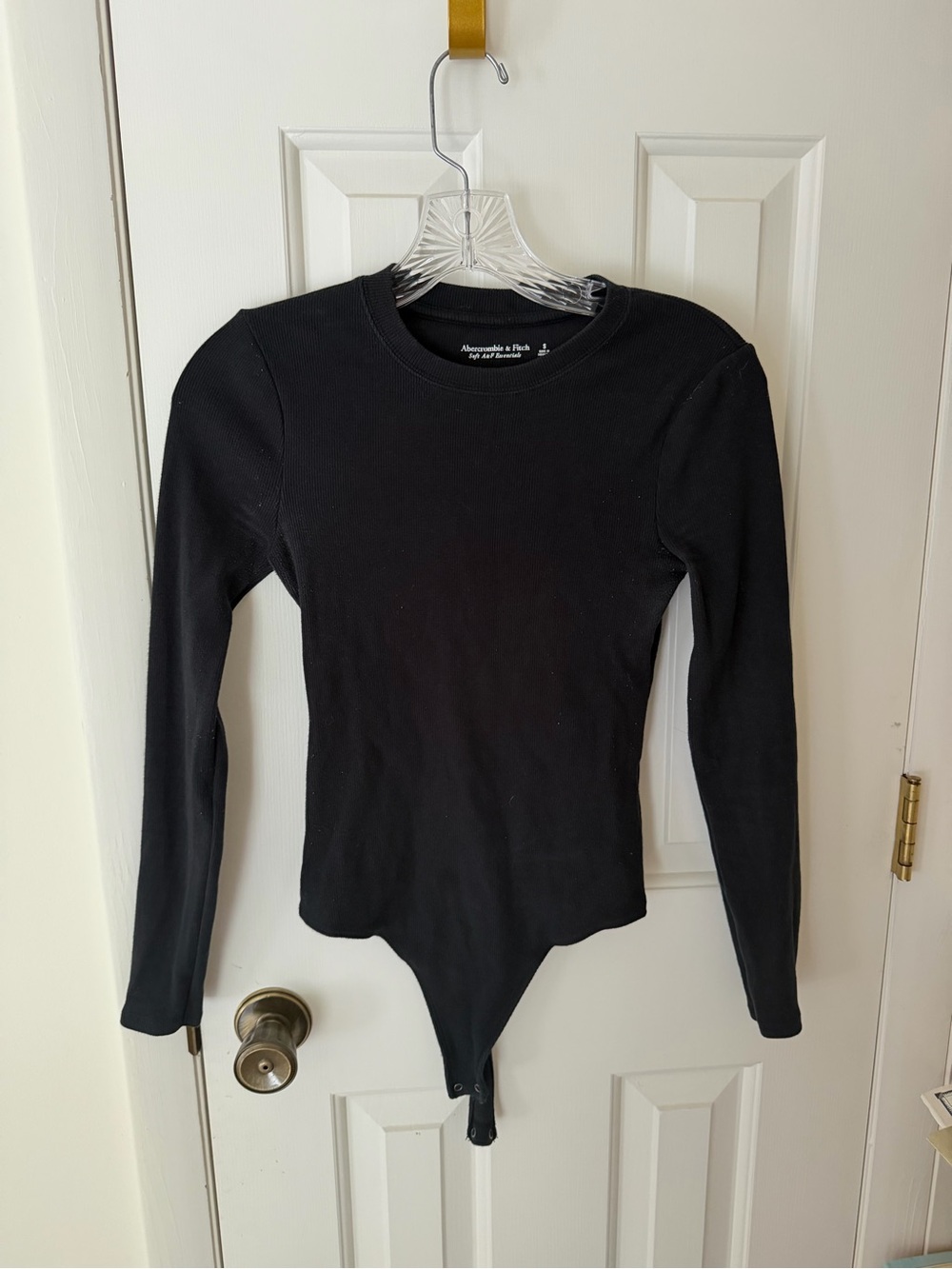 Abercrombie & Fitch Black Ribbed V-Neck Bodysuit